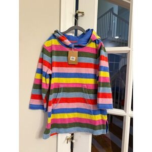 Mini Boden Kids Multi Stripe Toweling Hoodie Beach Cover Up G3037 Size 4-5Y NWT